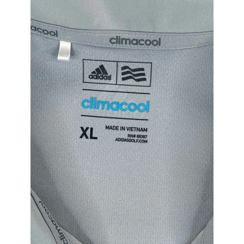 Adidas ClimaCool Golf Polo‎ Shirt Mens XL Gray Blue Stripe Short Sleeve